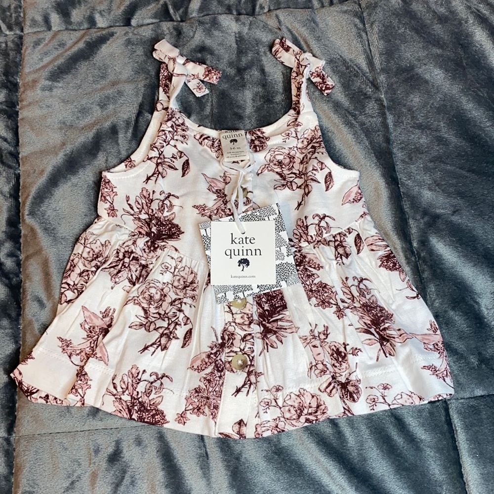 NEW Kate Quinn bamboo spaghetti tie button front v waist top